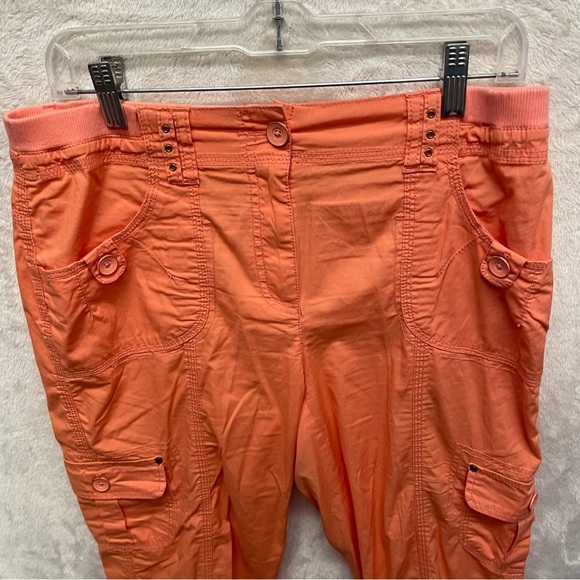 Chicos orange cropped capris summer pull on elastic waist size .5 small coastal - Picture 10 of 10